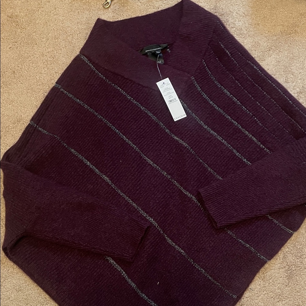 White House Black Market Purple Sweater with Stripes